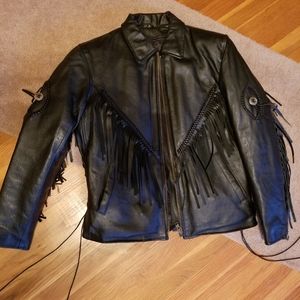 Ladies Leather Fringed Jacket